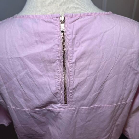 Tibi Pink Cotton Blouse Women’s Size M Elbow Sleeve Boxy Top - Picture 5 of 8